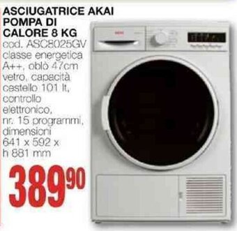Mondo Brico ASCIUGATRICE AKAI POMPA DI CALORE 8 KG offerta