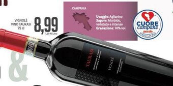 Supermercati Piccolo VINO TAURASI 75 cl offerta