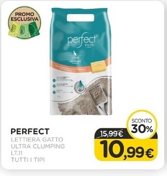 Arcaplanet Perfect lettiera gatto ultra clumping lt.11 tutti i tipi offerta