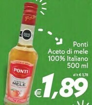 Iper Super Conveniente Ponti aceto di mele 100% italiano offerta