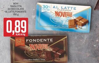 Supermercati Piccolo NOVI TAVOLETTA DI CIOCCOLATO AL LATTE/FONDENTE 100 g offerta