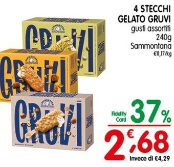 4 STECCHI GELATO GRUVI gusti assortiti 240g Sammontana
