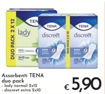 Eurospesa Assorbenti TENA duo pack - lady normal 2x12 - discreet extra 2x10 offerta