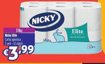 Saponi e profumi 3 VELI Nicky Elite Carta igienica 3 veli - 12 rotoli offerta