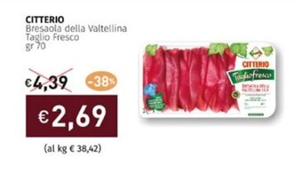 Prezzemolo e Vitale CITTERIO Bresaola della Valtellina Taglio Fresco gr 70 offerta
