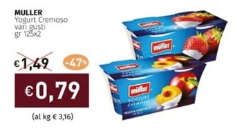 Prezzemolo e Vitale MULLER Yogurt Cremoso vari gusti gr 125x2 offerta