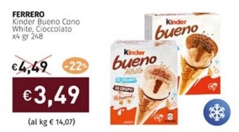 Prezzemolo e Vitale FERRERO Kinder Bueno Cono White, Cioccolato x4 gr 248 offerta