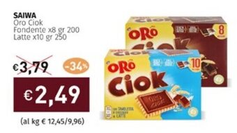 Prezzemolo e Vitale SAIWA Oro Ciok Fondente x8 gr 200 Latte x10 gr 250 offerta