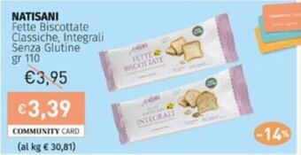 Prezzemolo e Vitale NATISANI Fette Biscottate Classiche, Integrali Senza Glutine gr 110 offerta