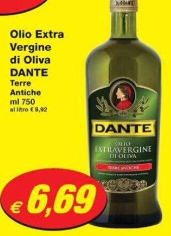 Prix Quality Olio Extra Vergine di Oliva DANTE Terre Antiche ml 750 offerta