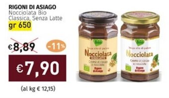 Prezzemolo e Vitale RIGONI DI ASIAGO Nocciolata Bio Classica, Senza Latte gr 650 offerta