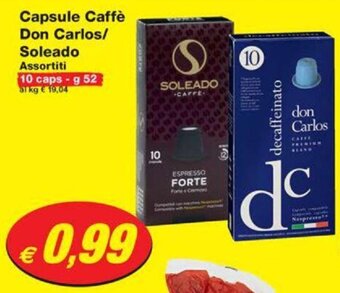 Prix Quality Capsule Caffè Don Carlos/ Soleado Assortiti 10 caps - g 52 offerta