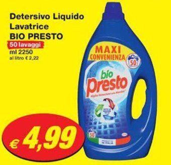 Prix Quality Detersivo Liquido Lavatrice BIO PRESTO 50 lavaggi ml 2250 offerta