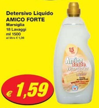 Prix Quality Detersivo Liquido AMICO FORTE Marsiglia 18 Lavaggi ml 1500 offerta
