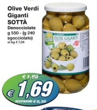 Prix Quality Olive Verdi Giganti SOTTÀ Denocciolate g 550- (g 240 sgocciolato) offerta