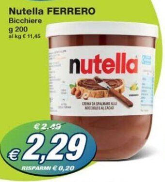 Prix Quality Nutella FERRERO Bicchiere g 200 offerta