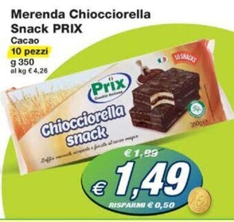 Prix Quality Merenda Chiocciorella Snack PRIX Cacao 10 pezzi g 350 offerta