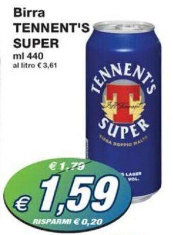 Prix Quality Birra TENNENT'S SUPER ml 440 offerta