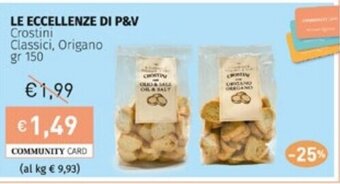 Prezzemolo e Vitale LE ECCELLENZE DI P&V Crostini Classici, Origano gr 150 offerta