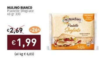 Prezzemolo e Vitale MULINO BIANCO Piadelle Sfogliate x3 gr 330 offerta