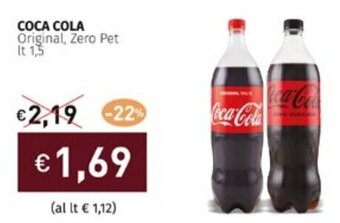 Prezzemolo e Vitale COCA COLA Original, Zero Pet lt 1,5 offerta