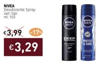 Prezzemolo e Vitale NIVEA Deodorante Spray vari tipi ml 150 offerta