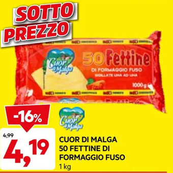 DPiù CUOR DI MALGA 50 FETTINE DI FORMAGGIO FUSO 1 kg offerta