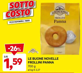 DPiù LE BUONE NOVELLE FROLLINI PANNA 700 g offerta