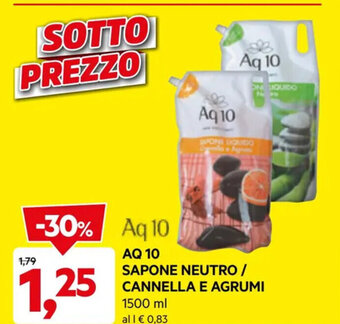 DPiù AQ 10 SAPONE NEUTRO / CANNELLA E AGRUMI 1500 ml offerta