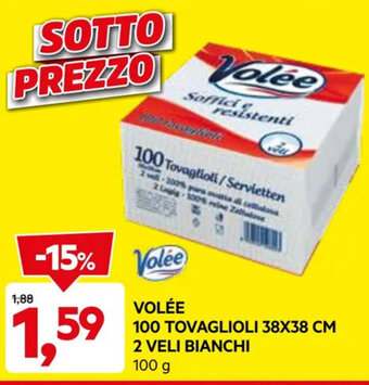 DPiù VOLÉE 100 TOVAGLIOLI 38X38 CM 2 VELI BIANCHI 100 g offerta