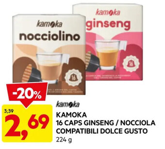 DPiù KAMOKA 16 CAPS GINSENG / NOCCIOLA COMPATIBILI DOLCE GUSTO 224 g offerta