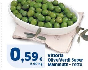 Sigma Vittoria olive verdi super mammuth offerta