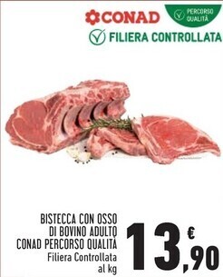 Conad City Conad bistecca con osso di bovino adulto percorso qualità offerta