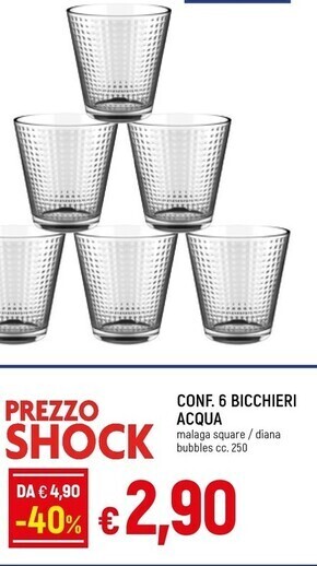 Galassia Conf. 6 bicchieri acqua offerta
