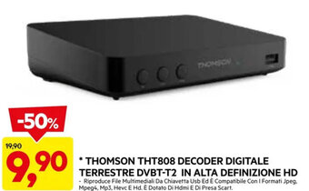 DPiù THOMSON THT808 DECODER DIGITALE TERRESTRE DVBT-T2 IN ALTA DEFINIZIONE HD offerta