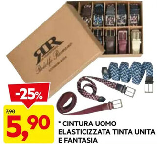 DPiù CINTURA UOMO ELASTICIZZATA TINTA UNITA E FANTASIA offerta