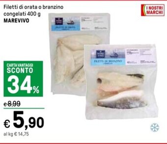 Iper La Grande Filetti di orata o branzino congelati 400 g MAREVIVO offerta