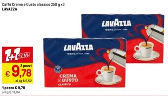 Iper La Grande Caffè Crema e Gusto classico 250 g x3 LAVAZZA offerta