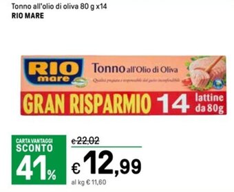 Iper La Grande Tonno all'olio di oliva 80 g x14 RIO MARE offerta