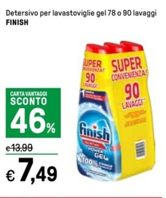Detersivo per lavastoviglie gel 78 o 90 lavaggi FINISH