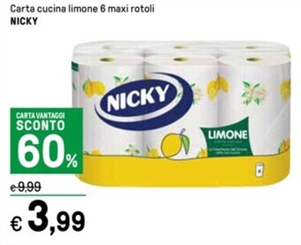 Iper La Grande Carta cucina limone 6 maxi rotoli NICKY offerta