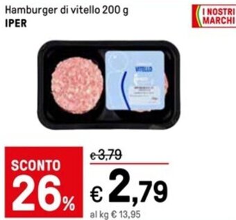 Iper La Grande Hamburger di vitello 200 g IPER offerta