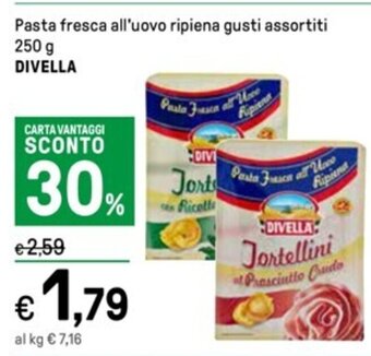 Iper La Grande Pasta fresca all'uovo ripiena gusti assortiti 250 g DIVELLA offerta