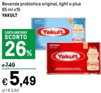 Bevanda probiotica original, light o plus 65 ml x15 YAKULT