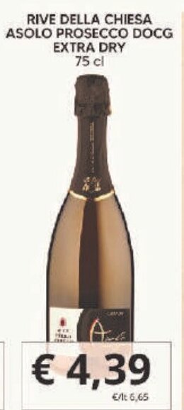 Supermercati Visotto RIVE DELLA CHIESA ASOLO PROSECCO DOCG EXTRA DRY 75 cl offerta