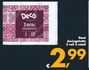 Decò Local Decò Asciugatutto 3 veli 3 rotoli offerta