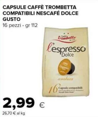 Tigre CAPSULE CAFFÈ TROMBETTA COMPATIBILI NESCAFÉ DOLCE GUSTO 16 pezzi - gr 112 offerta