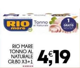 Enne Market RIO MARE TONNO AL NATURALE GR.80 X3+1 offerta