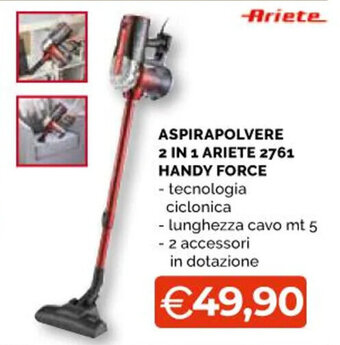 ASPIRAPOLVERE 2 IN 1 ARIETE 2761 HANDY FORCE