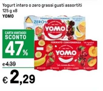Iper La Grande Yogurt intero o zero grassi gusti assortiti 125 g x8 YOMO offerta